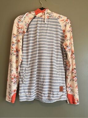 AMPERSAND AVE Coral Hooded Striped Pullover